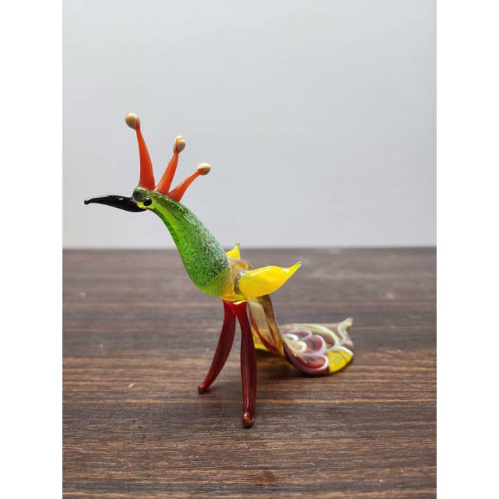 Glass by Iness - Wholesale Decorative Figurine - Naturally Colored Glass Figurine - Handcrafted - Peacock Design1