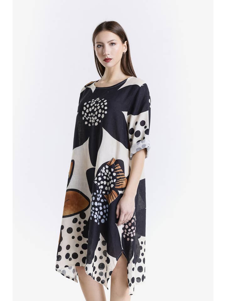 TINA Stephens Italy/Tees By Tina - Wholesale Dress - Women's - April Large Flower Pocket Dress (DSS165L)