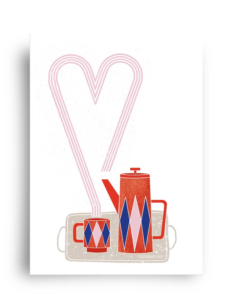 postcard 'tea with love' for wholesale by STUDIOZWAANSTRAAT