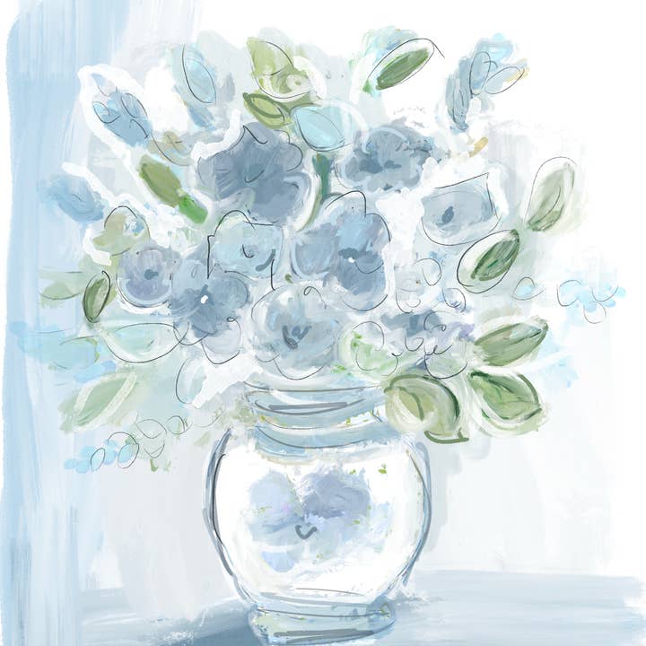VÅR HORTENSIA BLUES 2-KONSTTRYCK för wholesale av Rebecca Illustrated