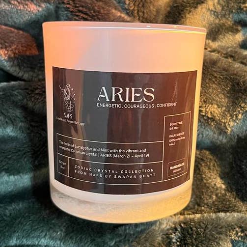 Kristall-Duftkerze aus Holz, Sternzeichen Widder, 270 ml für den Großhandel von Gulab Homes