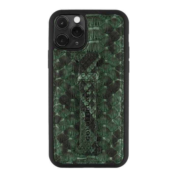 Etui en cuir pour iPhone 11 Pro en python vert foncé pour la vente par GOLDBLACK