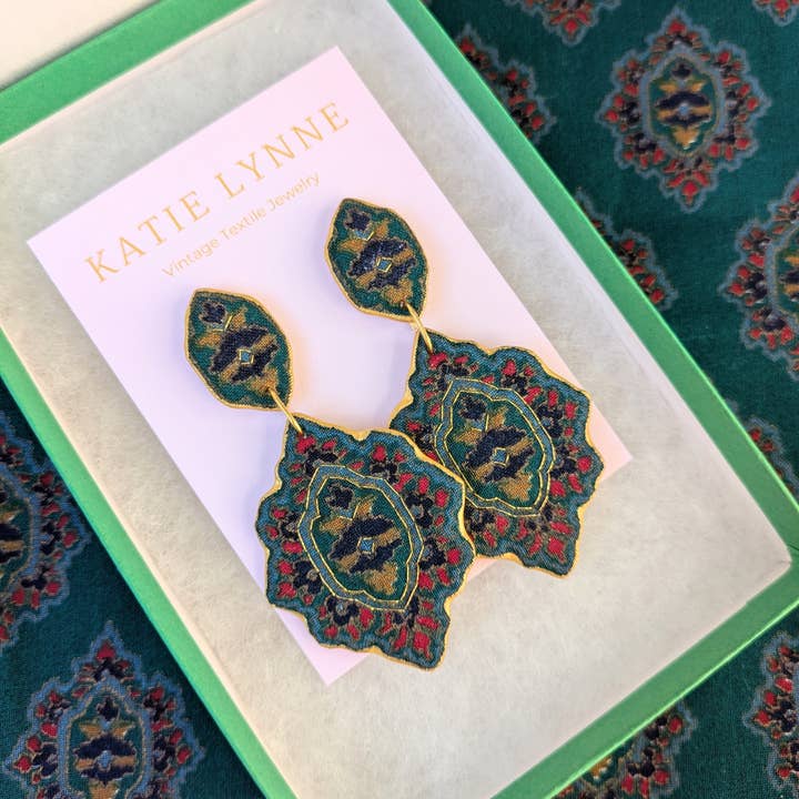 Katie Lynne - Vintage Textile Jewelry - Wholesale Dangle Earrings - Catherine Statement Earring