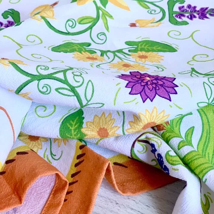 Corvidae drawings & designs - Wholesale Tea Towel - Fiori Wildflower Kitchen Tea Towel4