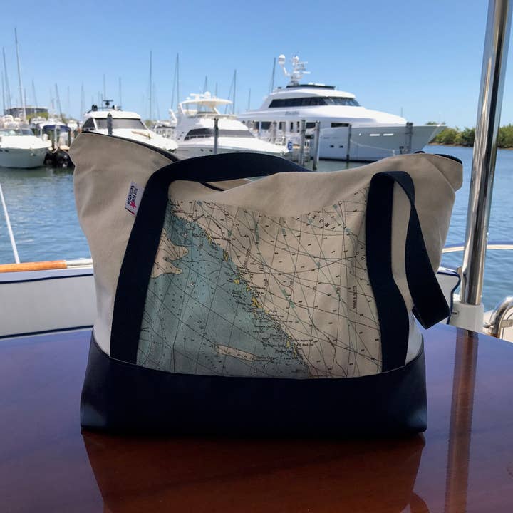 the Yachting Tote - Custom Location Nautical Chart or Map for wholesale by Not for Navigation