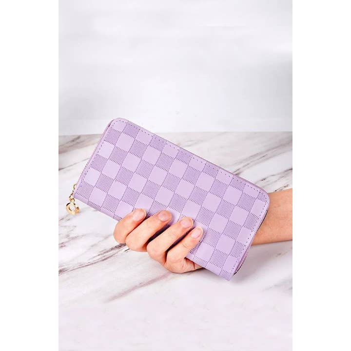 42POPS - Wholesale Wallet - Women's - ,....0806 Checkered Monogram Vegan Leather Long Wallet SI-279504