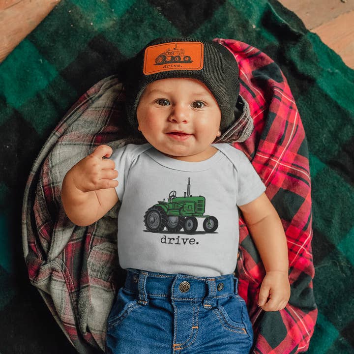Roupa de Verão “Drive” Green Tractor Farm Baby Boy Summer Western por atacado de Barefoot Baby