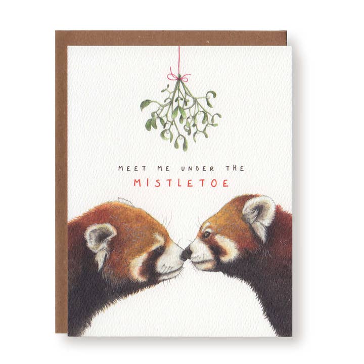 Red Panda Love Christmas Card for wholesale by Shiso Paper