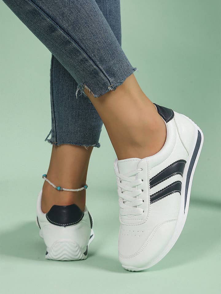 White Isabella Lace Up Flat Shoes for wholesale on Faire1