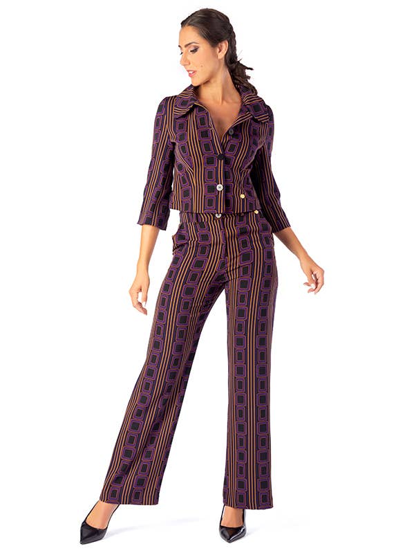 Kort bolero i geometriskt fantasytyg med knappar för wholesale av ZUMBI Fashion Store