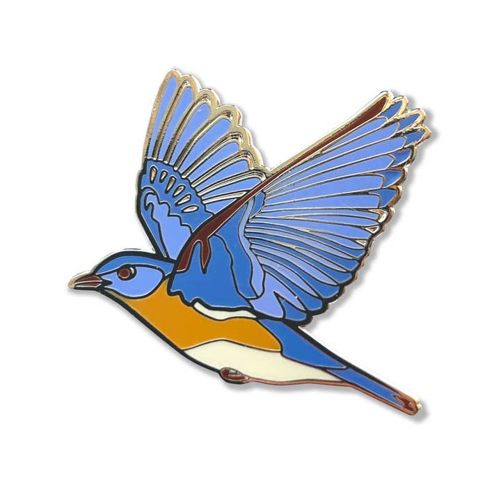 Eastern Bluebird Enamel Pin for wholesale by Bird Collective