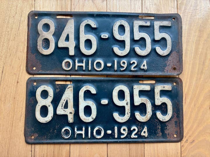 Paar Ohio-kentekenplaten uit 1924 voor wholesale door RusticPlates