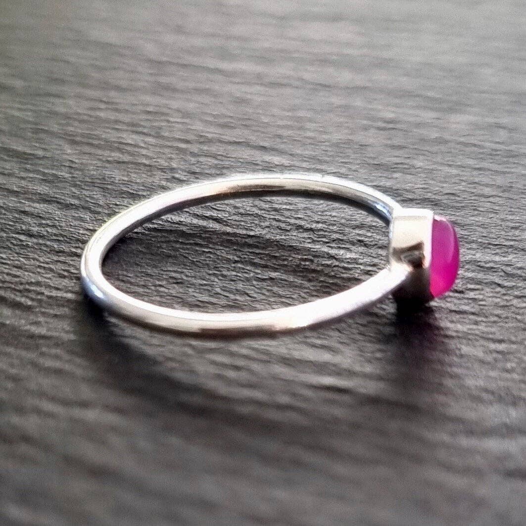 Mistry Gems - Wholesale Single Stone/Solitaire Ring - 5mm Round HOT Pink Agate Stacking Ring | 925 Sterling Silver6