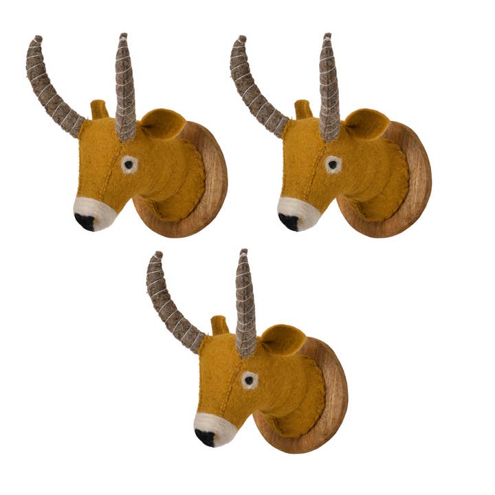 3WD4726 Set of 3 Wool Felt Trophy : ANTILOPE 11 for wholesale by Karma Living