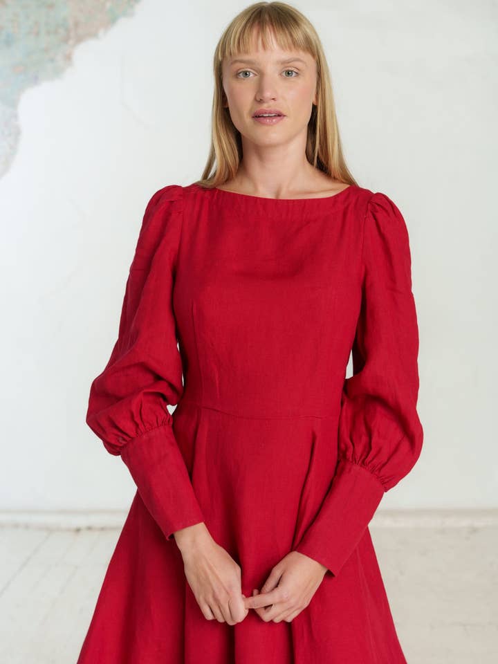 Red Poppy Hawthorn Dress, Long Sleeve for wholesale on Faire4