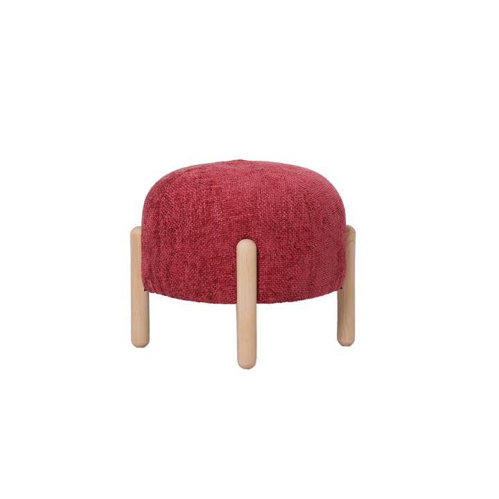 Opjet Paris - Wholesale Stool - Red woven caterpillar round stool L45 D45 H36cm