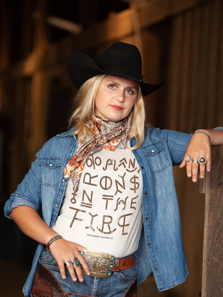 Cocklebur & Co. - Wholesale T-Shirt (Graphic) - Women's - Too Many Irons Graphic Tee3