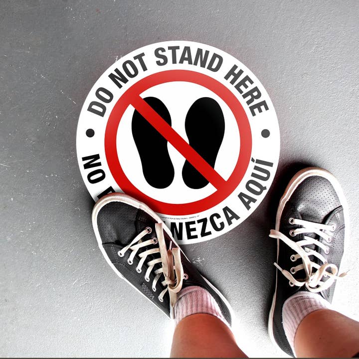 Many Stickers - Wholesale Sign - Do Not Stand Here - English/Spanish Floor Safety Sign, Vinyl
