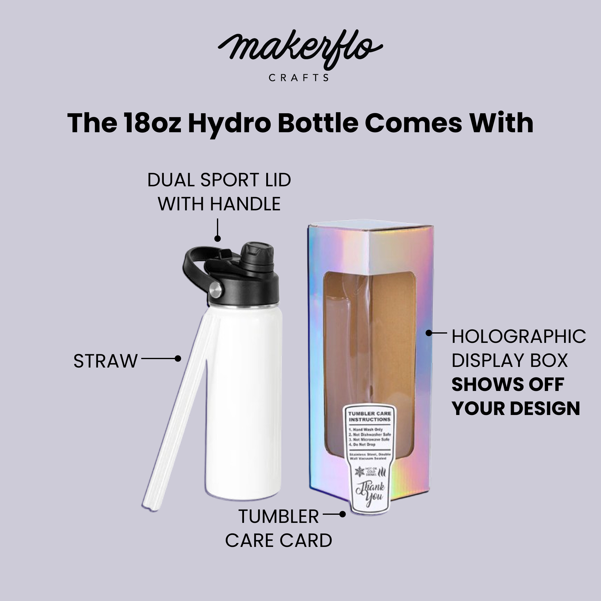 MakerFlo - Wholesale Water Bottle - Makerflo 18 oz Sublimation Hydro Bottle, Ideal for Crafts6