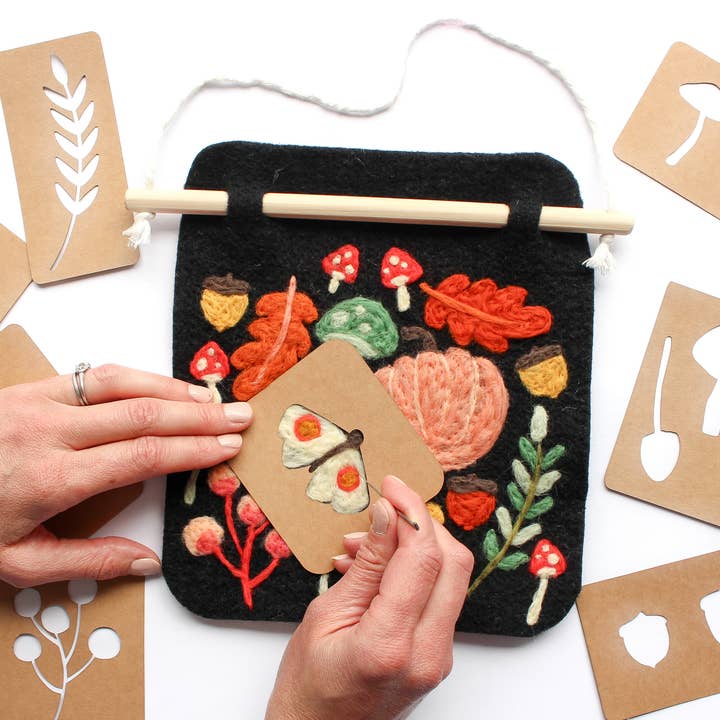 8"x8" Fall Banner Felting Kit for wholesale by Sheep Creek Studio