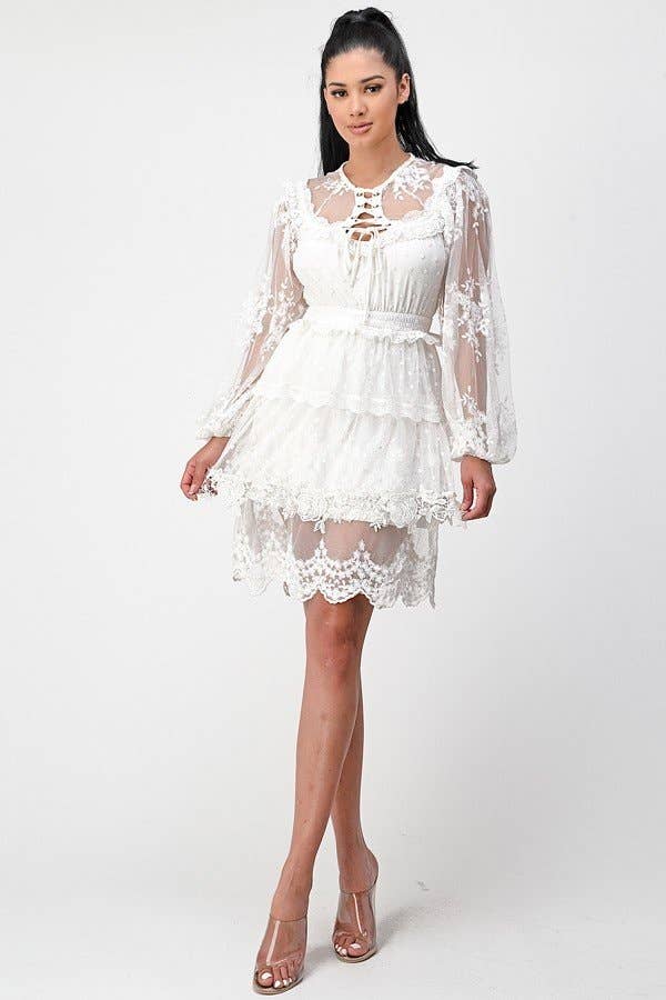 SHOP17 - Wholesale Dress - Women's - Lace crochet mini dress 4543D-A