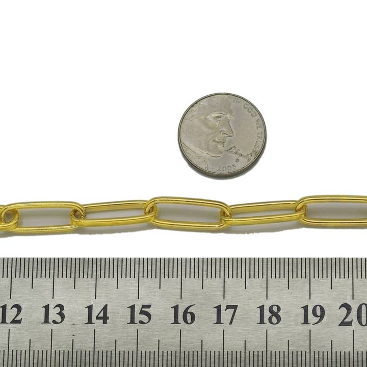 BestBeads&Beyond - Wholesale Link & Chain Necklace - 18k Gold Filled Large Link Thick Paper Clip Chain by Yard, sku#LS01
