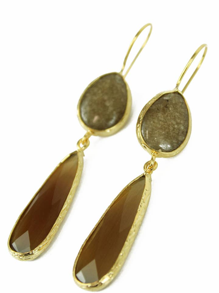 2 DROP CHAMPAGNE EARRINGS for wholesale by My Doris