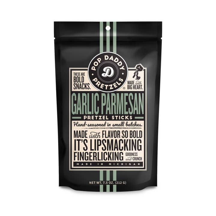 Pop Daddy Snacks - Wholesale Pretzels - Pop Daddy – Garlic Parmesan Seasoned Pretzels 7.5oz