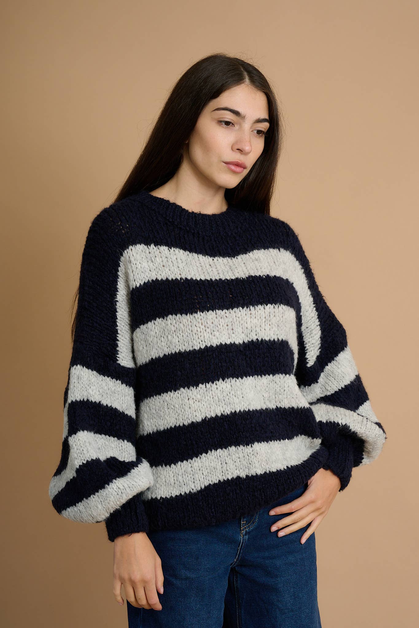 AMELÉ - Wholesale Knit Sweater - Women's - Soft striped sweater7