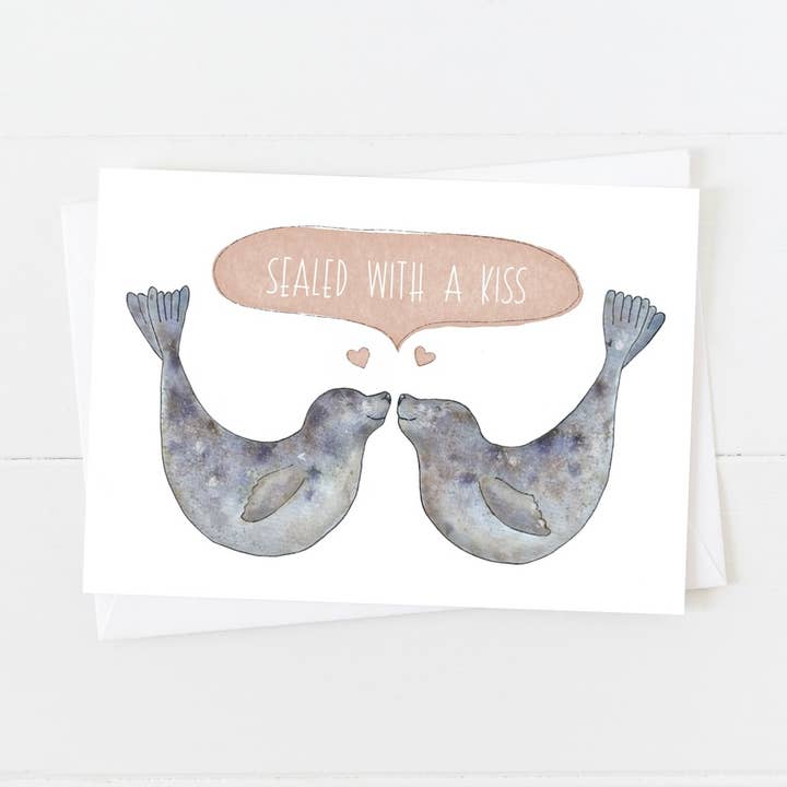 Sealed with a Kiss Notecard for wholesale by Nicole Bennion Illustration
