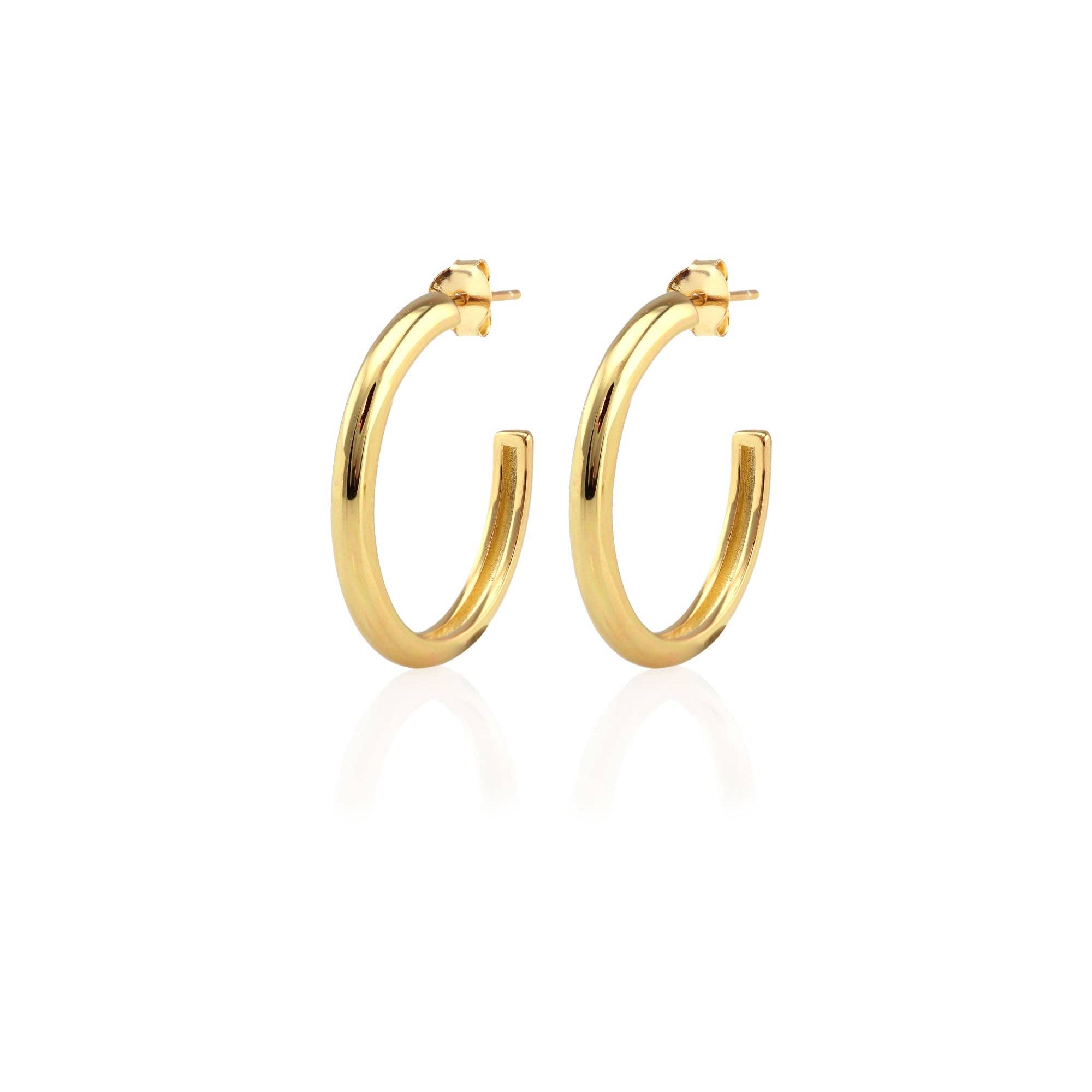 Kris Nations - Wholesale Hoop Earrings - Hollow Hoop Earrings 18K Gold Vermeil | Sterling Silver 15mm and 25mm Hoops Post Closure Nickel Free Hypoallergenic Ships from CA0