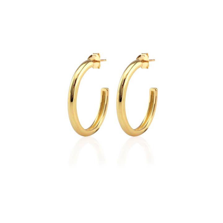 Kris Nations - Wholesale Hoop Earrings - Hollow Hoop Earrings 18K Gold Vermeil | Sterling Silver 15mm and 25mm Hoops Post Closure Nickel Free Hypoallergenic Ships from CA