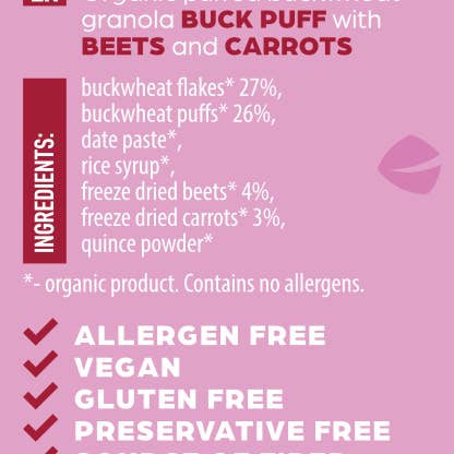 Nature's Element – wholesale Granola – Organic Grain-Free Buckpuff Granola with Beets and Carrots3
