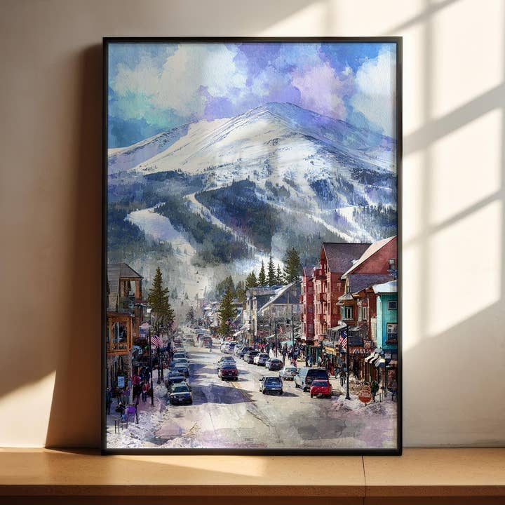 Breckenridge Akvarel Kunst Breckenridge Rejse Print Breckenridge Ski Kunstværk Breckenridge Dekoration Breckenridge Colorado Vægkunst for engroshandel hos Premium Travel Art