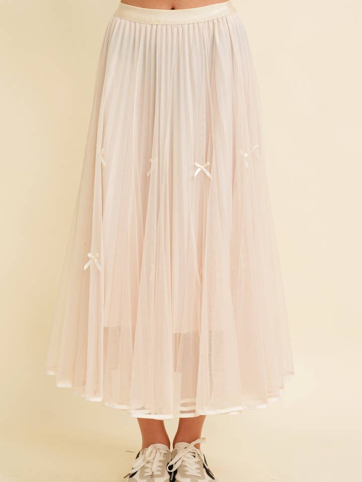 CS13400K - RIBBON DETAIL MESH MAXI SKIRT for wholesale by Cloud Ten