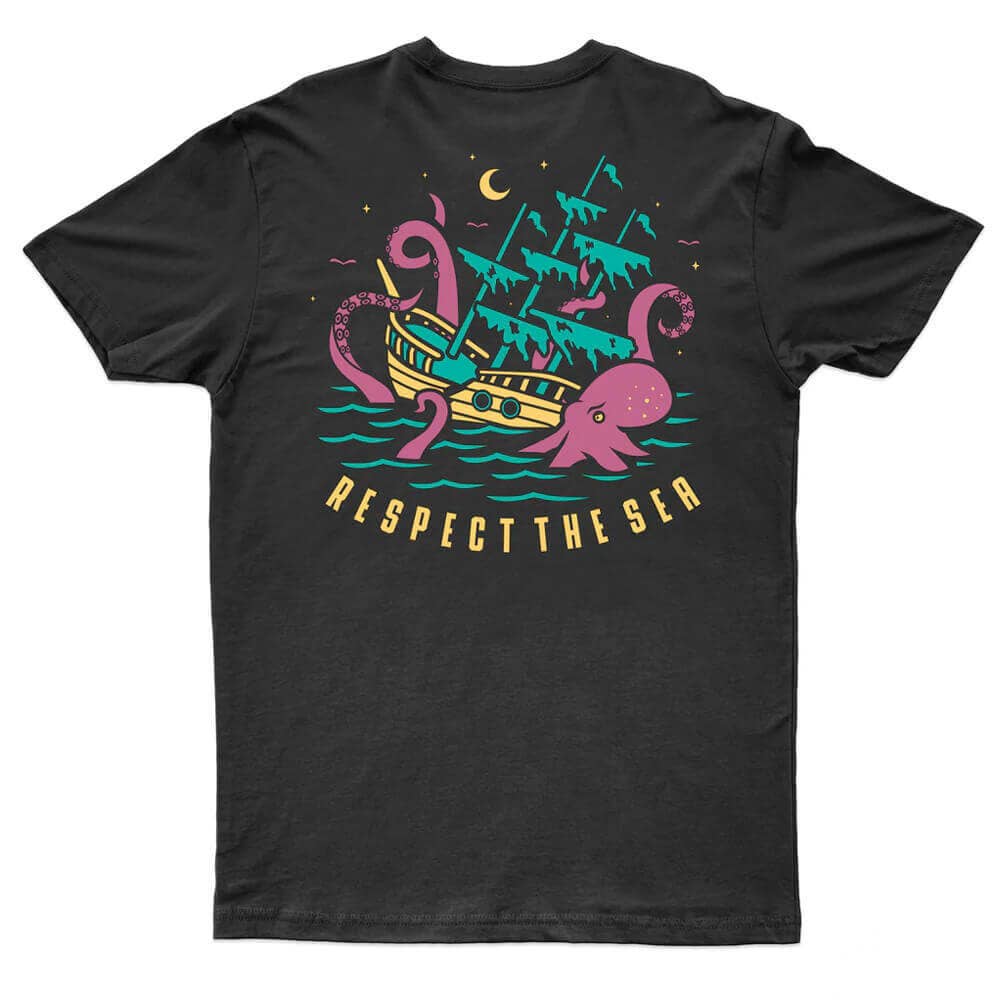 Cove - Wholesale Screen Printed T-Shirt - Unisex - Respect the Sea Tee - Black2