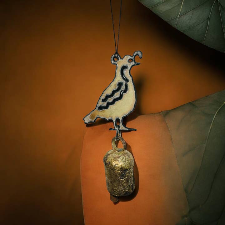 Whimsies - Wholesale Wind Chime - Metal Quail Wind Chime ornament sustainable Southwest West15