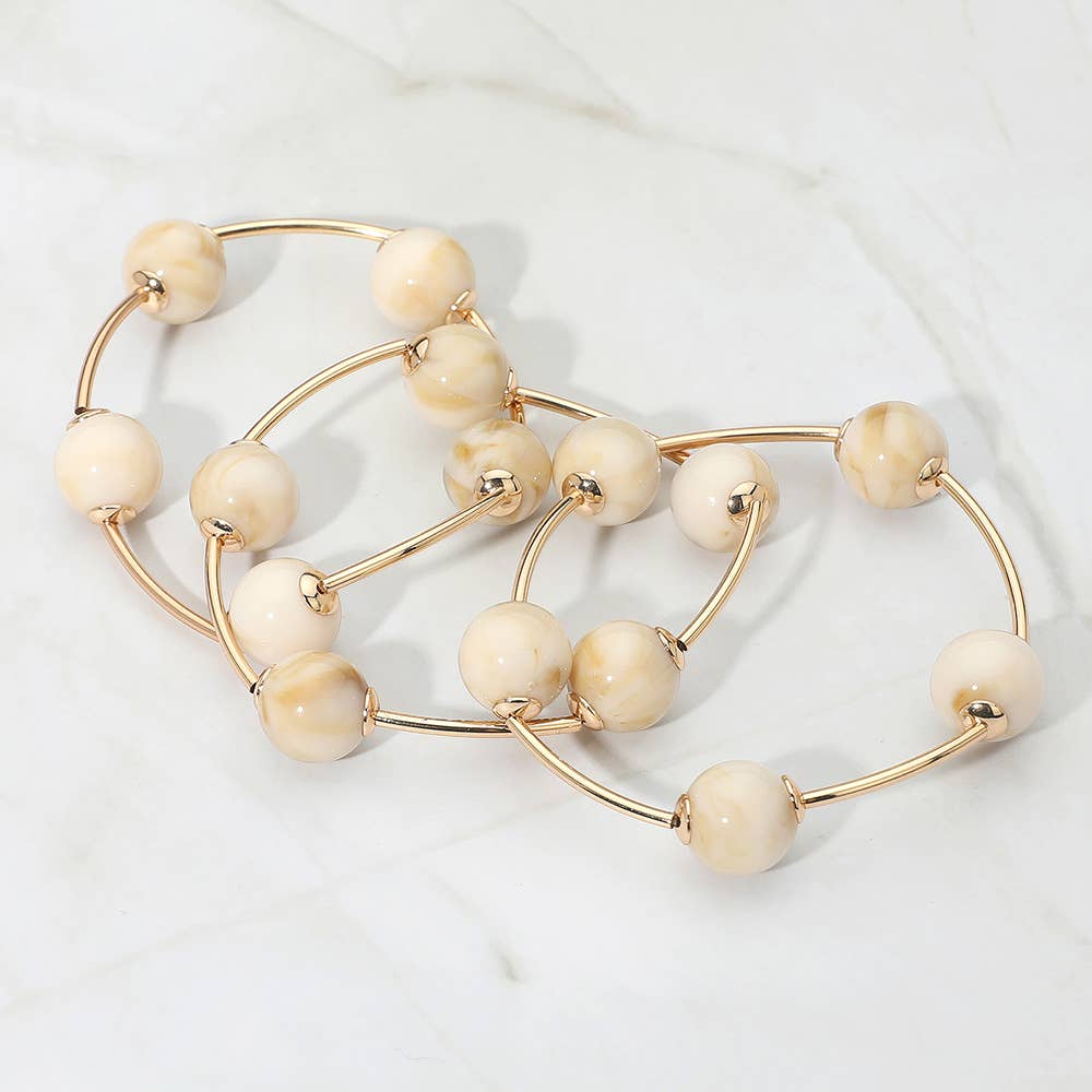 Sensibling Corp. - Wholesale Jewelry Set - 3PCS - Round Ball Wire Beaded Stretch Multi Layered Bracelets1