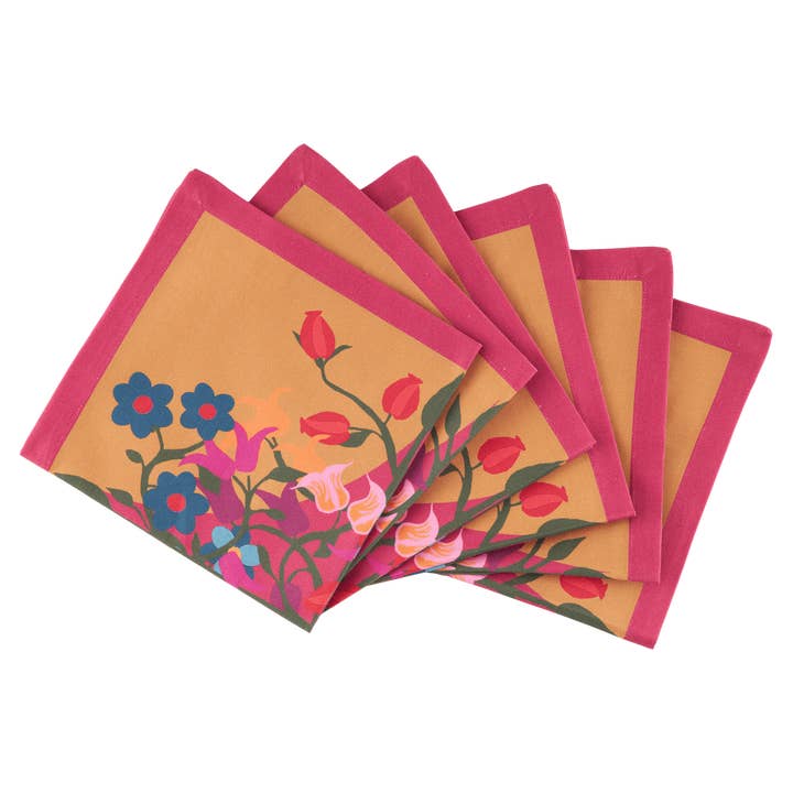 6 Napkins Blumen Orange for wholesale by Erin Donahue Tice