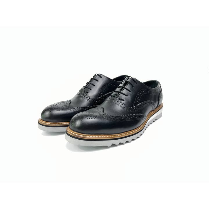 Vestito Black Men's Wingtip Genuine Leather Oxford Dress Shoes for wholesale by Scarpetto