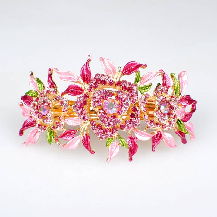 Crystal Hair Clip Large Rose for wholesale by QueenMee Accessories