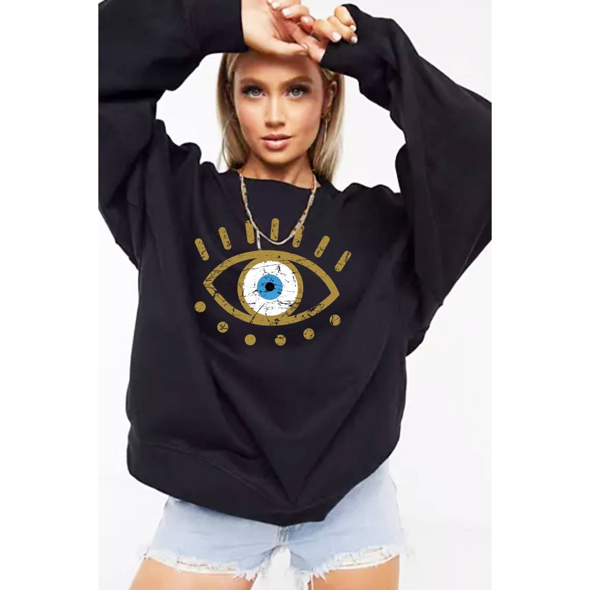 Nobrand - Wholesale Graphic sweatshirt – Women’s - EYE GRAPHIC SWEATHERSHIRT