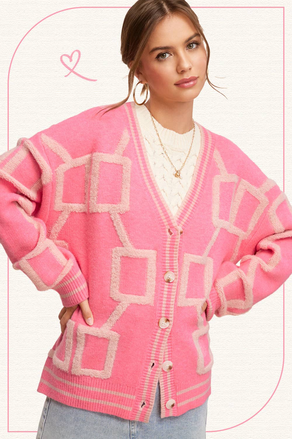 La Miel - Wholesale Cardigan - Women's - HCC2177-Loose Fit Drop Shoulder Cozy Knit Cardigan3