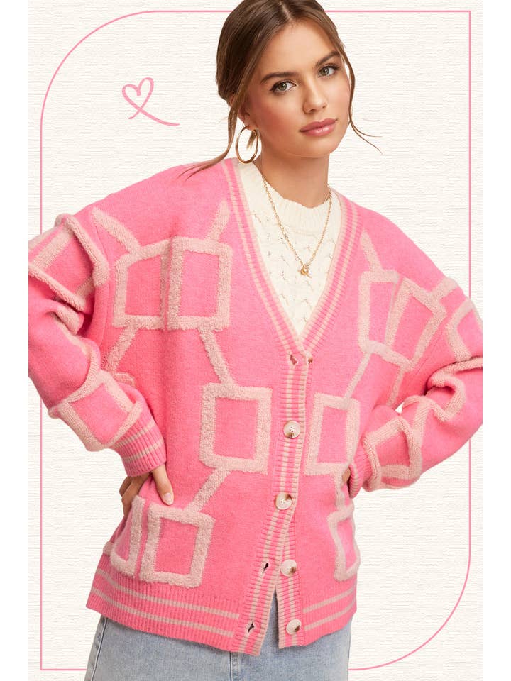 La Miel - Wholesale Cardigan - Women's - HCC2177-Loose Fit Drop Shoulder Cozy Knit Cardigan3