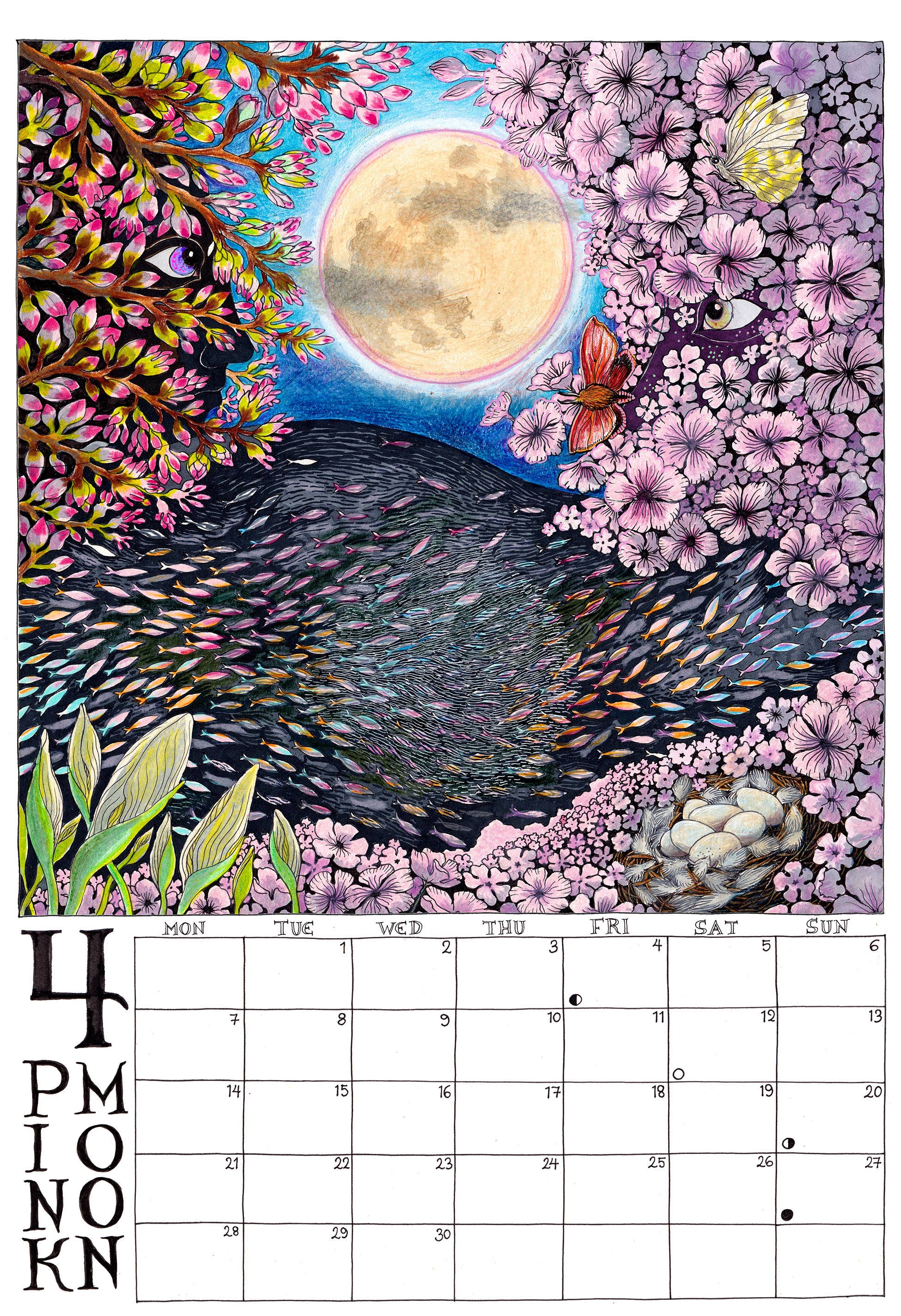 Fox & Comet - Wholesale Calendar - Illustrated Wall Calendar - The Calendar of the Full Moon4
