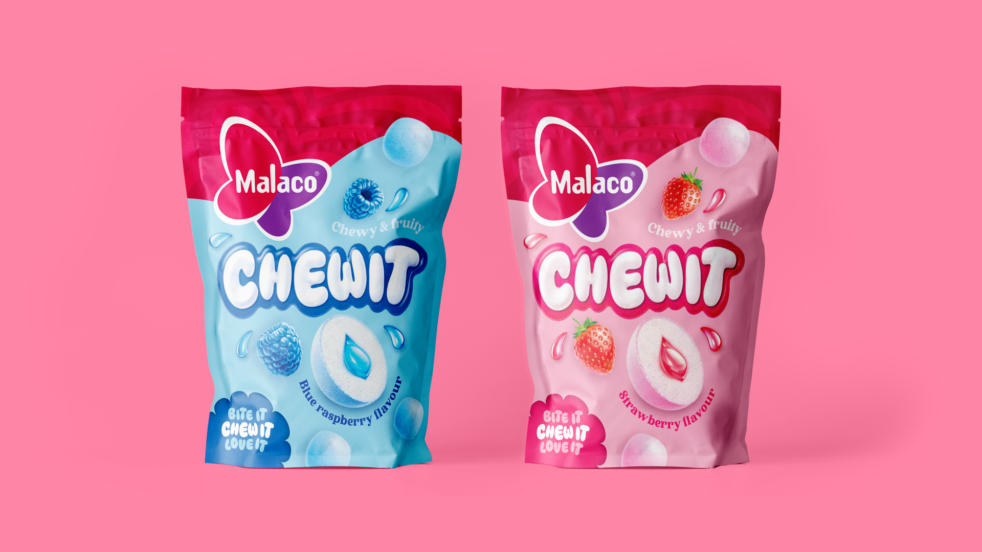 Swedelicious - Swedish Candy - Wholesale Gummy - Malaco Chewit Strawberry - Swedish Candy Bags1