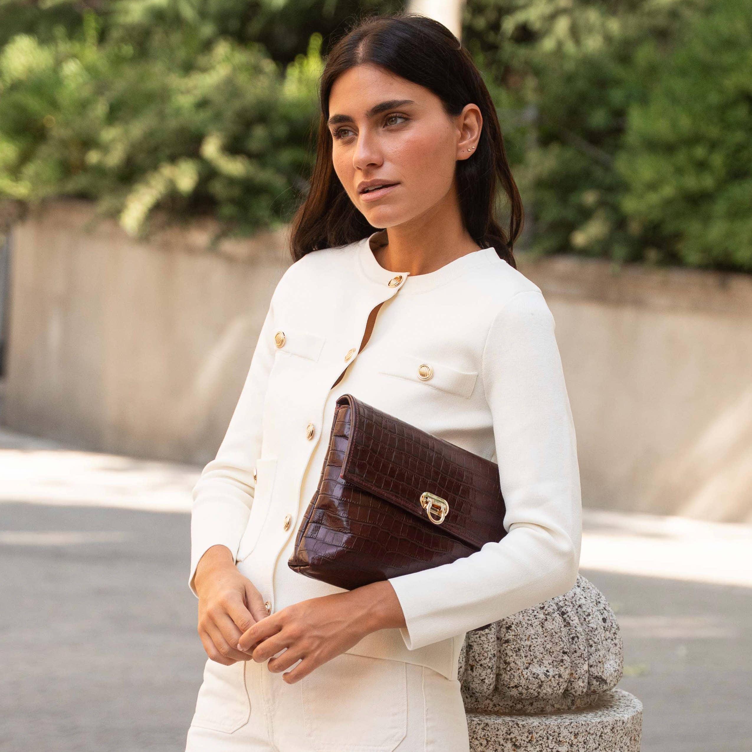 THE CODE – Bolsa - Mulher por atacado – Clutch Sobre Greta em castanho chocolate8