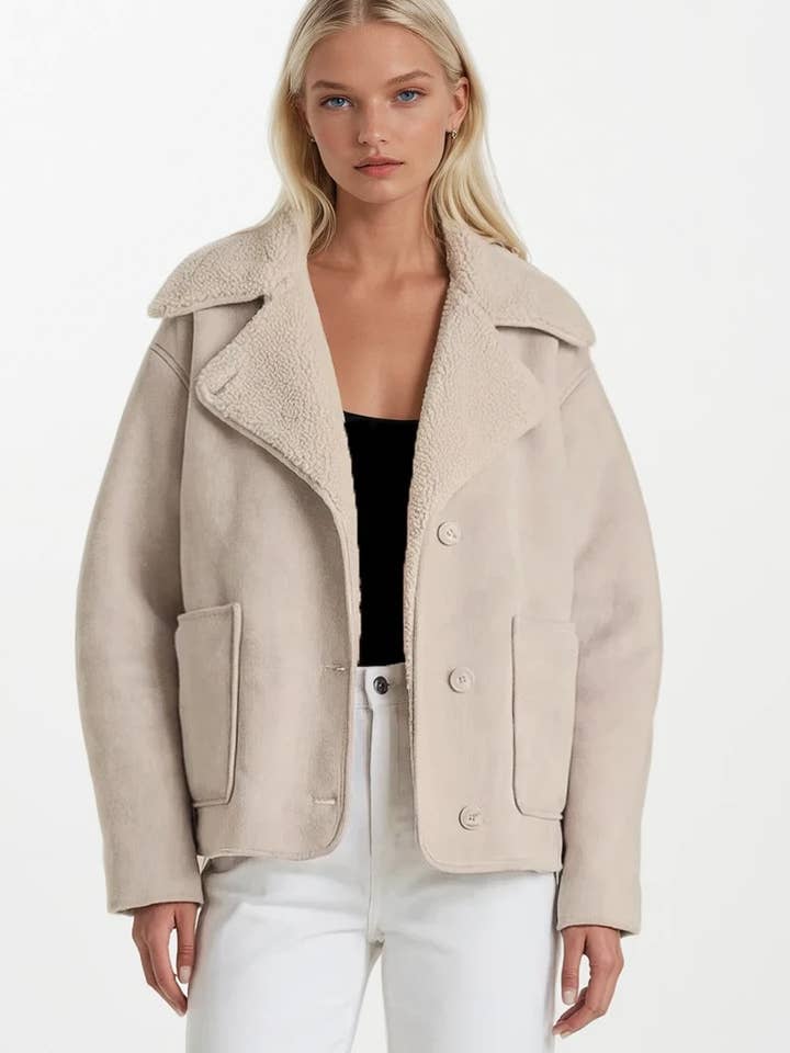 OVERSIZED TEXTURED COAT WITH TEDDY LINING 6210JIA for wholesale by WISTERIA LANE