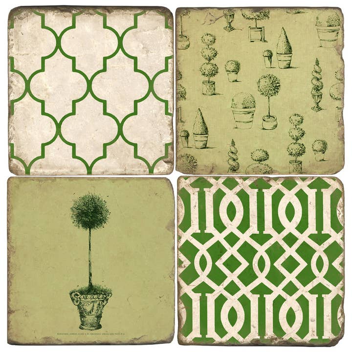 Topiary And Treillis - Ensemble de sous-verres en marbre marbré pour la vente par Studio Vertu