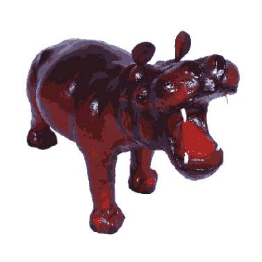 Handmade Leather Hippo Statue Eco-Friendly Wildlife Decor for wholesale by Something wild